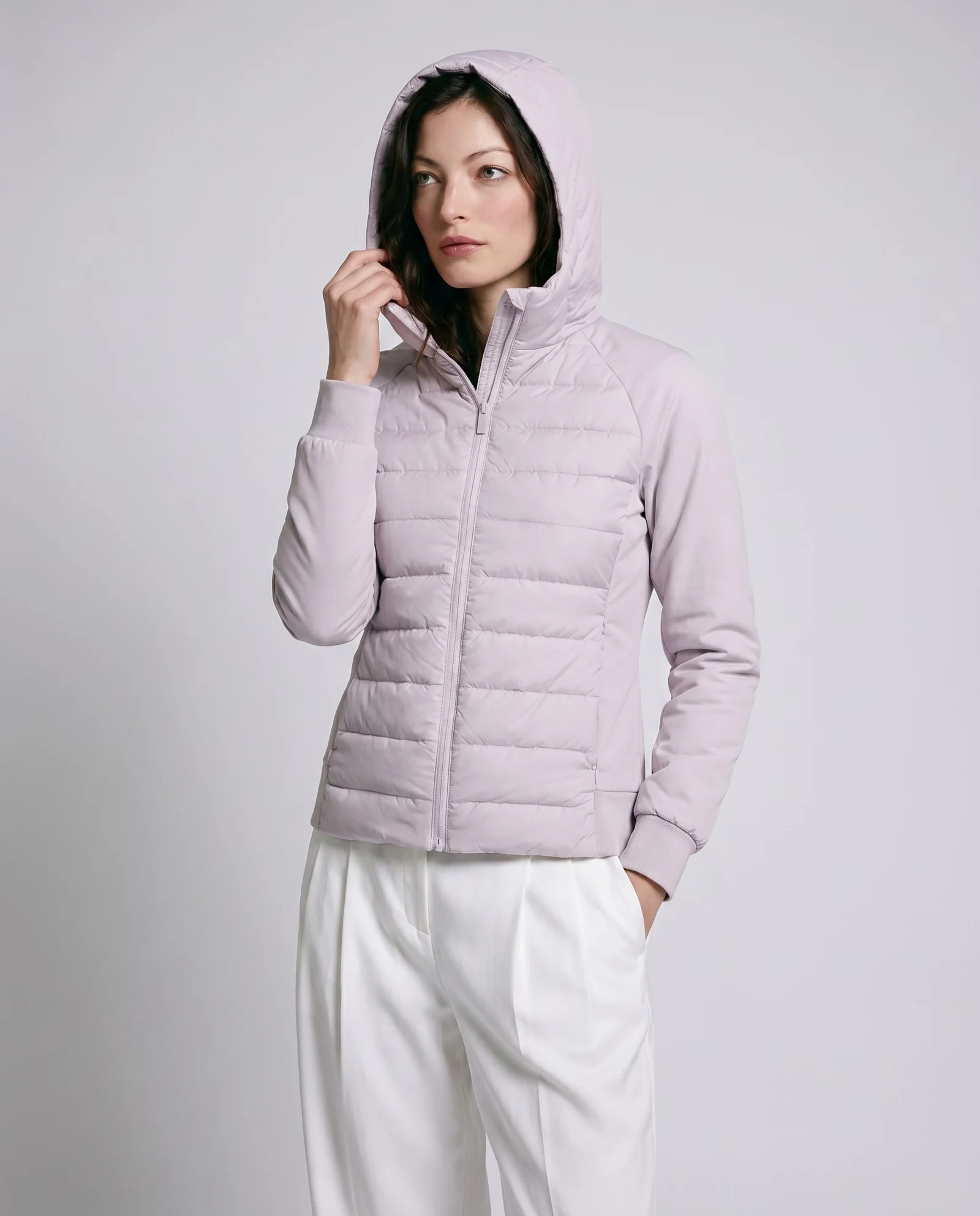 Piumino light con cappuccio glicine GUS SS27